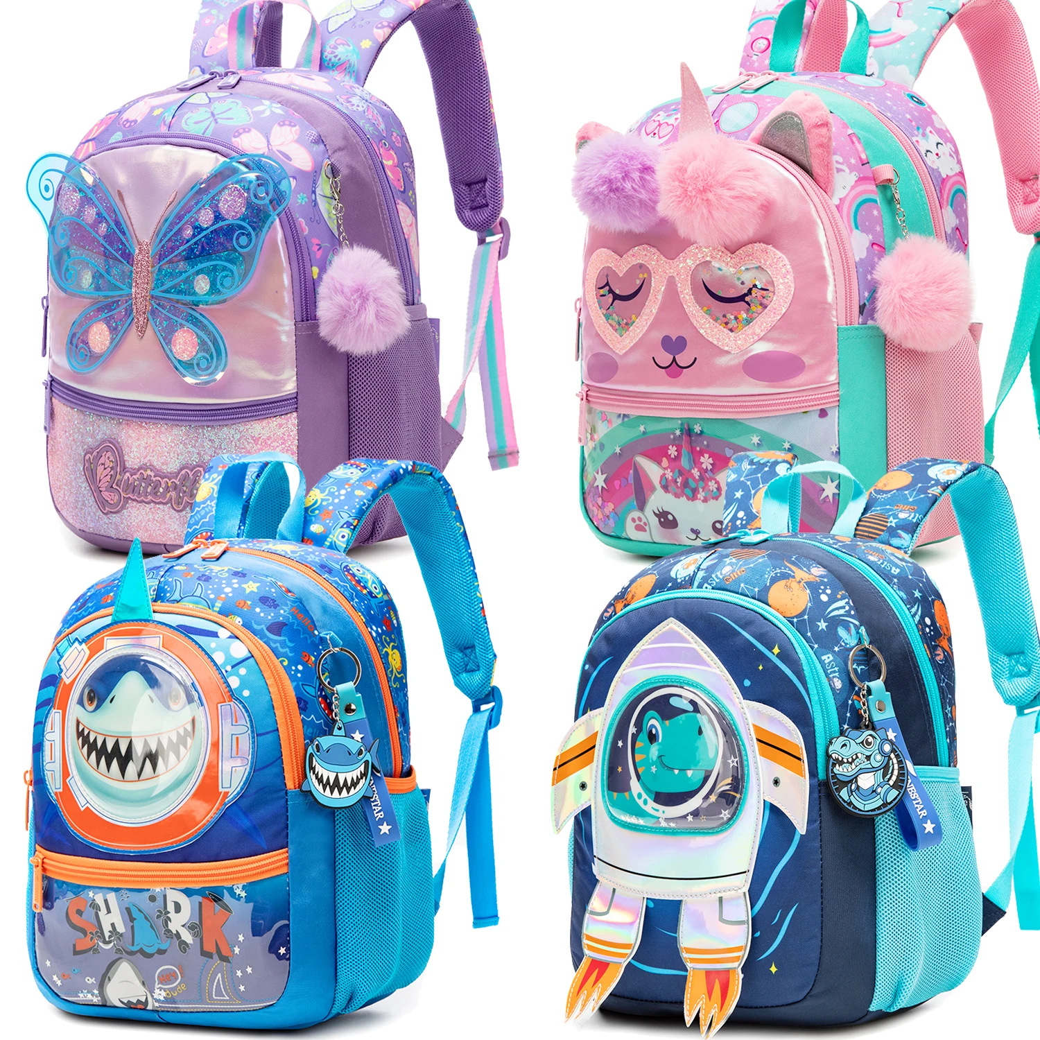 1pc Cute 13 Inch Animal Backpack Kindergarten Outdoor Sports Little Girl with Small Pendant