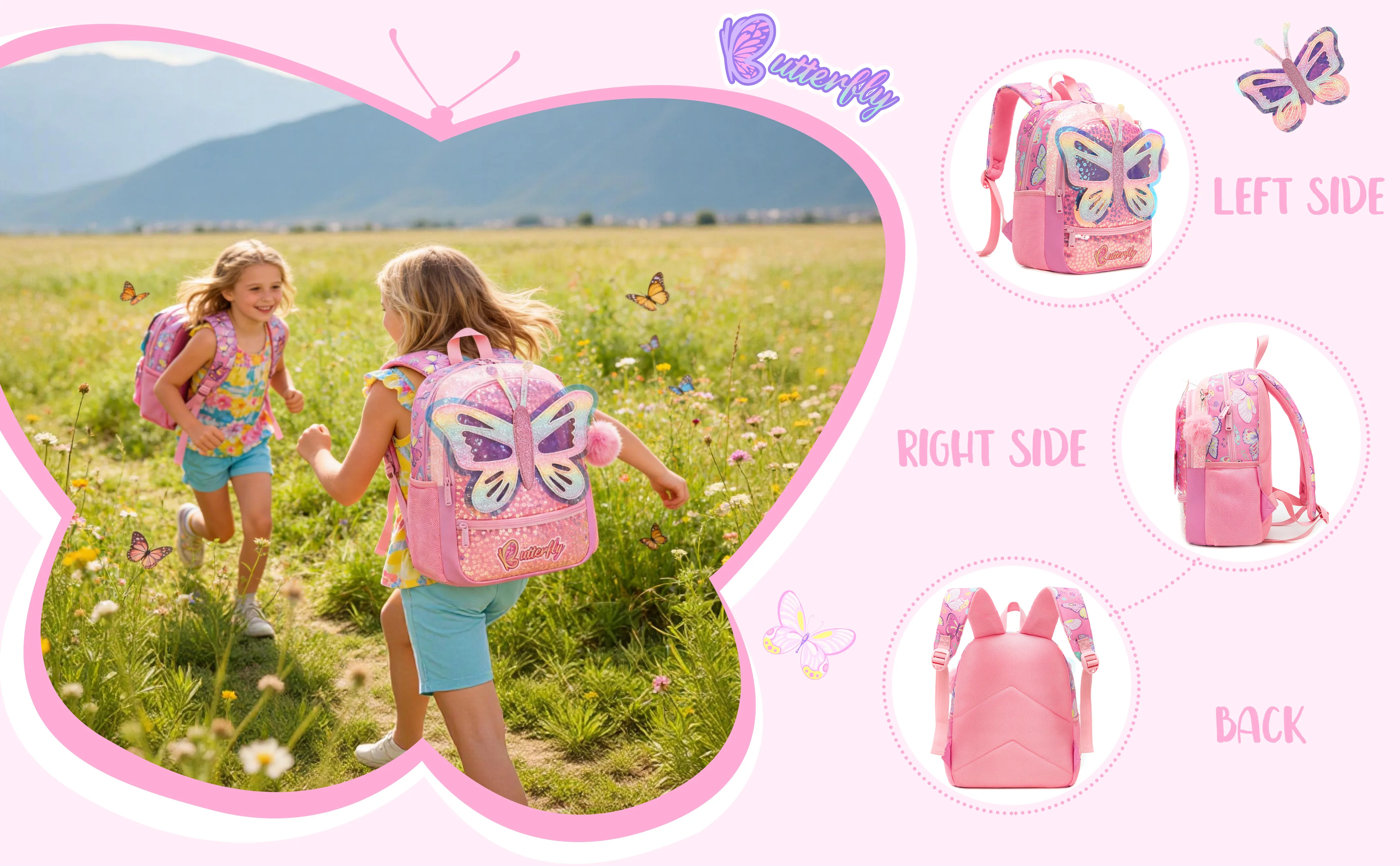 1pc Cute 13 Inch Animal Backpack Kindergarten Outdoor Sports Little Girl with Small Pendant