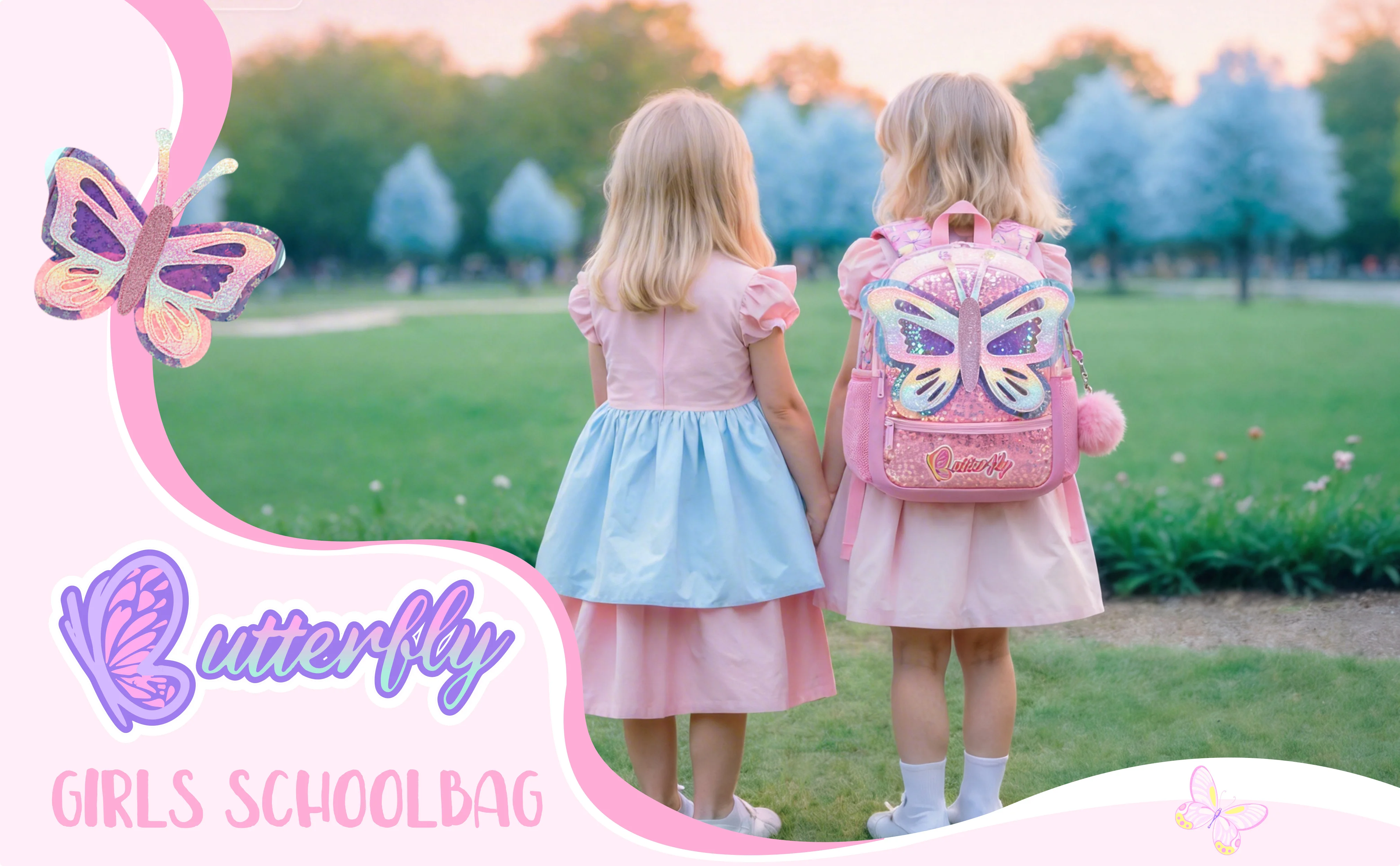 1pc Cute 13 Inch Animal Backpack Kindergarten Outdoor Sports Little Girl with Small Pendant