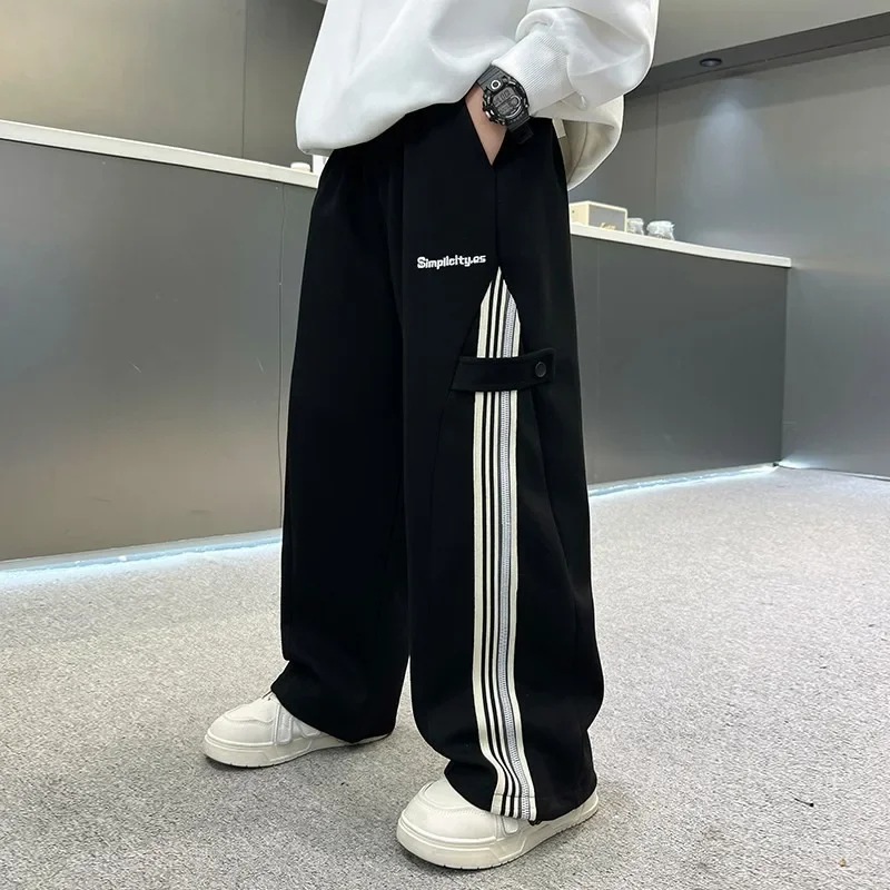 ZOETOPKID Autumn Boys Causal Pants Kids Loose Cotton Sports Pants Black Grey Trousers for Children Spring Kids Clothing