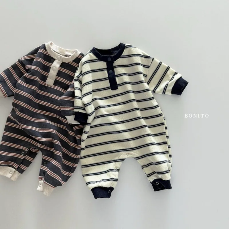 INS Infant Babys Boys Rompers RAISE Autumn 6-24M Kids Boys Striped Jumpsuit Loose Casual Toddler Newborn Boys One Piece Bodysuit