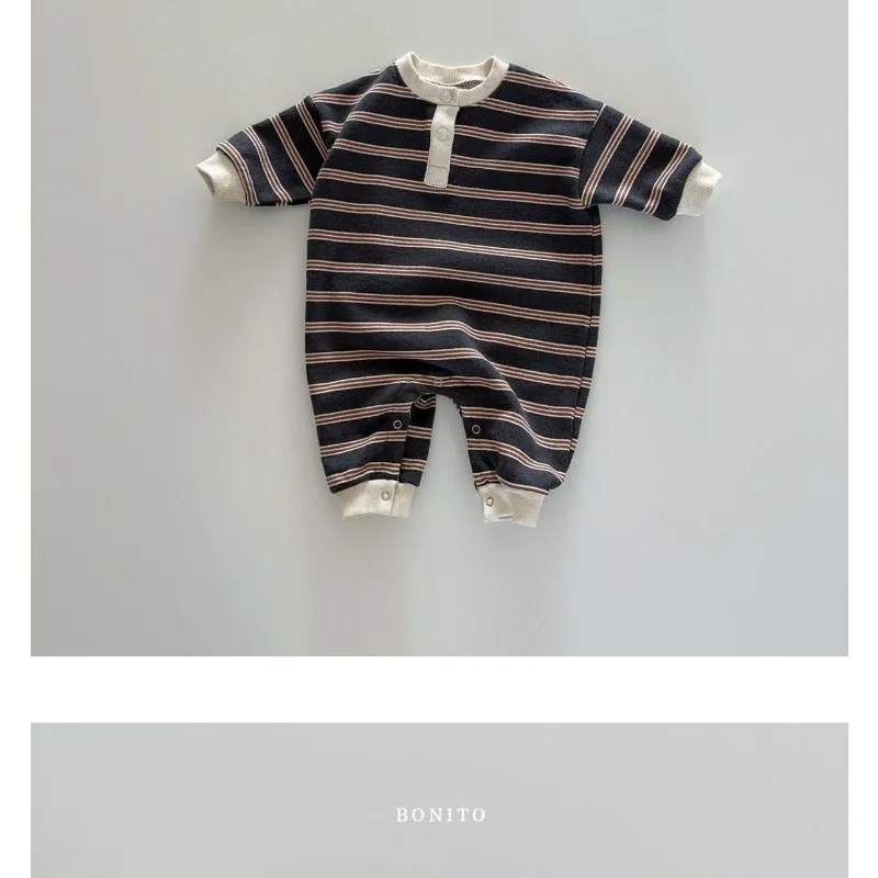 INS Infant Babys Boys Rompers RAISE Autumn 6-24M Kids Boys Striped Jumpsuit Loose Casual Toddler Newborn Boys One Piece Bodysuit