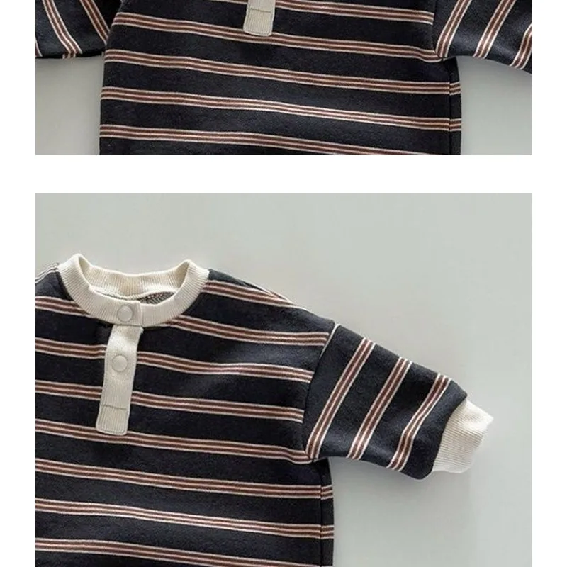 INS Infant Babys Boys Rompers RAISE Autumn 6-24M Kids Boys Striped Jumpsuit Loose Casual Toddler Newborn Boys One Piece Bodysuit