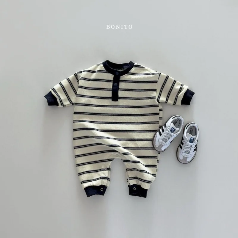 INS Infant Babys Boys Rompers RAISE Autumn 6-24M Kids Boys Striped Jumpsuit Loose Casual Toddler Newborn Boys One Piece Bodysuit