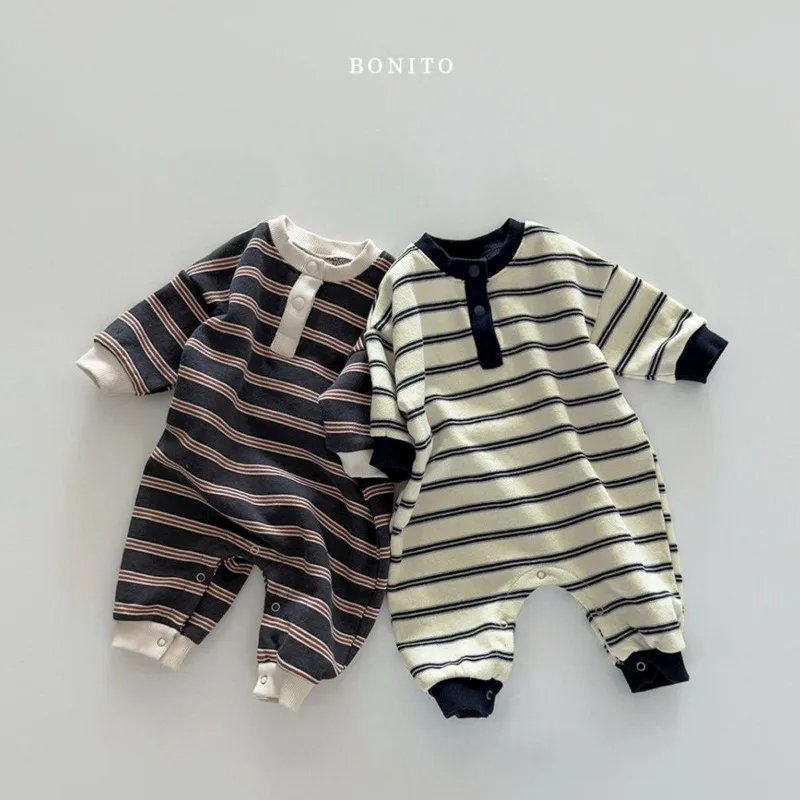 INS Infant Babys Boys Rompers RAISE Autumn 6-24M Kids Boys Striped Jumpsuit Loose Casual Toddler Newborn Boys One Piece Bodysuit