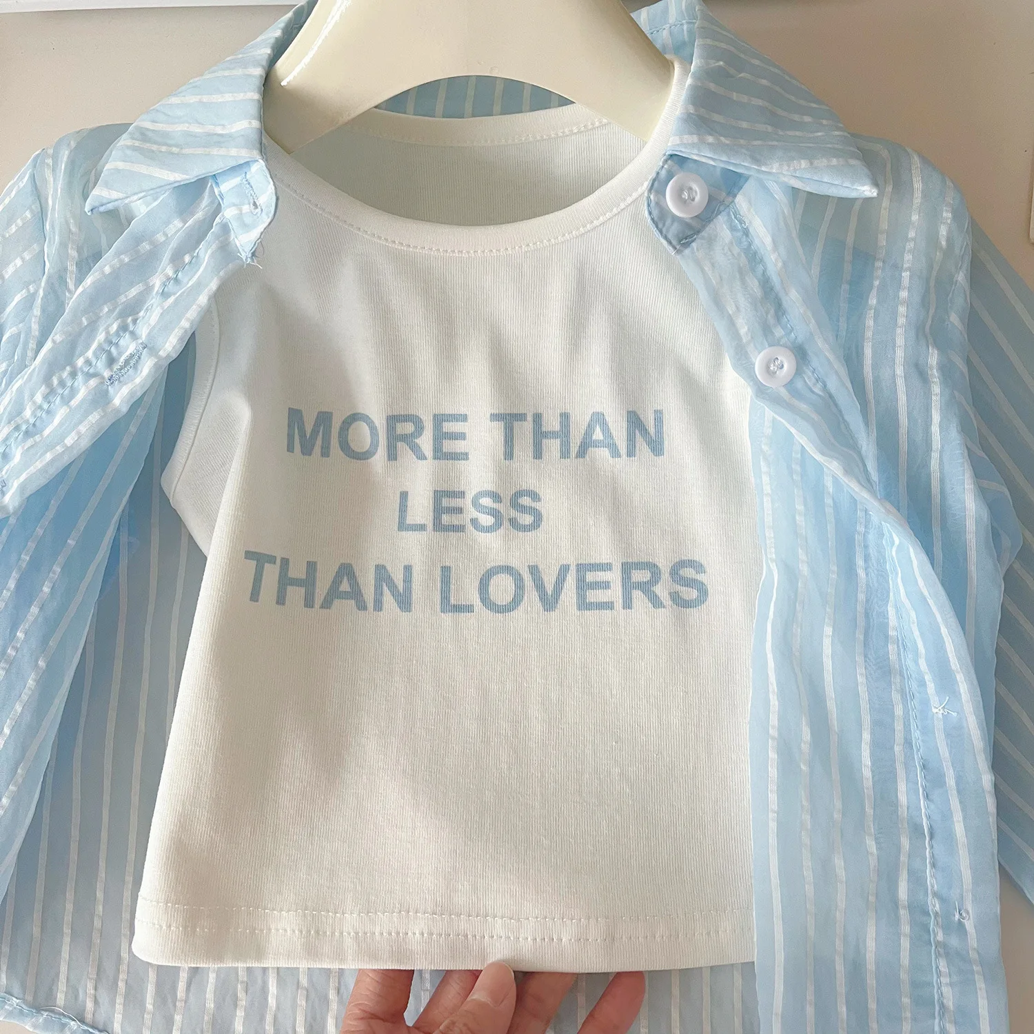 Summer New Girls Sunscreen Set Stripe Long Sleeve Shirt+Vest+Shorts Suit For 2-10Y Kids Fashion Sun UV Protection 3Pcs Outfit