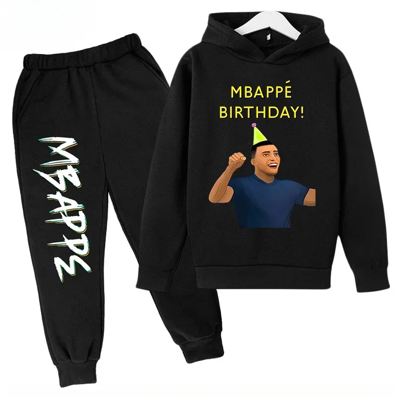 2026 Autumn Mbappé Printed Children's Hoodie Suit Sweatshirt Pants Two-piece Suit Boys and Girls Outdoor Sportswear Baby Clothes