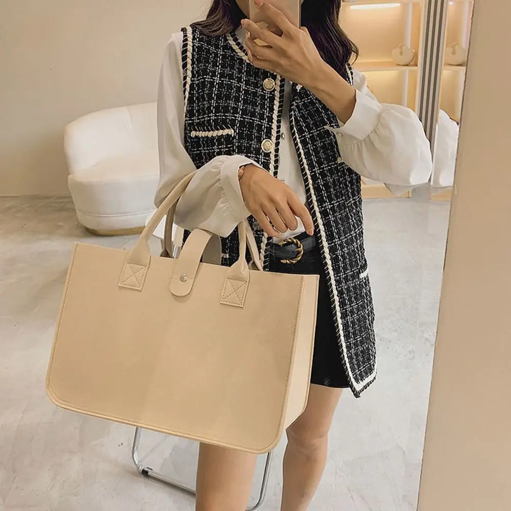Portable Large Capacity Mummy Bag Women Felt Shoulder Bag Simple Solid Color Messenger Bag Handbag Travel Casual Crossbody Bags