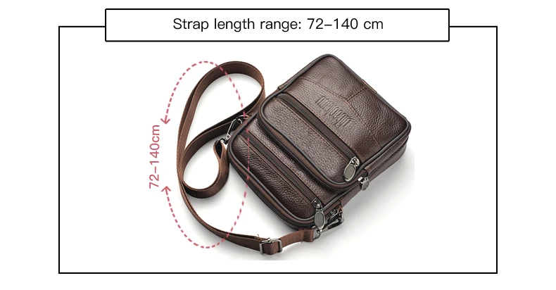 Men's Genuine Leather Crossbody Bag High Quality Zipper Pocket Retro Business Messenger Bag for Men