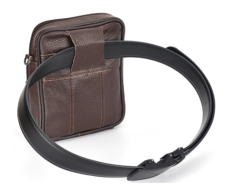 Men's Genuine Leather Crossbody Bag High Quality Zipper Pocket Retro Business Messenger Bag for Men