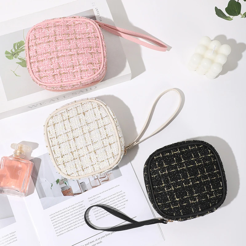 Simple Mini Makeup Storage Bag Ladies Portable Lipstick Key Coin Data Line Organizer Pouch Girl Sanitary Napkins Tote Bag