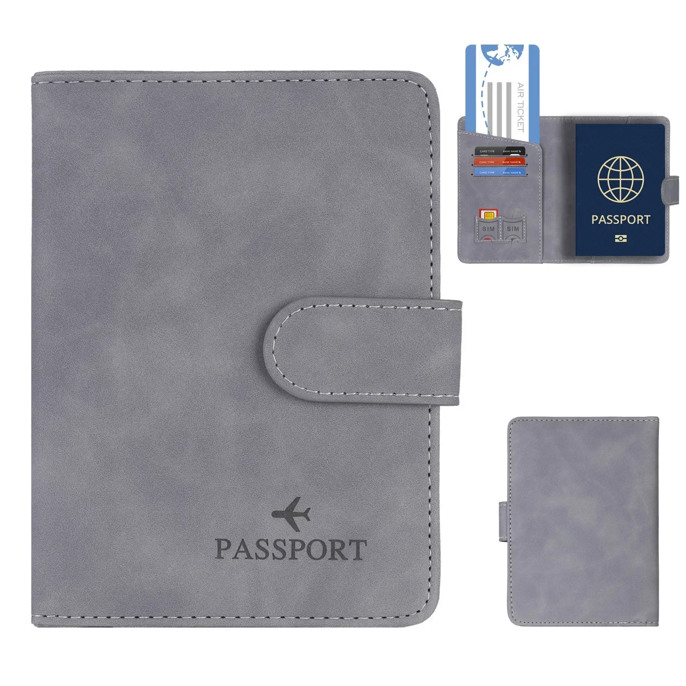 Simple Travel Passport Holder Cover Case Wallet RFID Blocking Business PU Leather Card Case Travel Accessories for Women Men