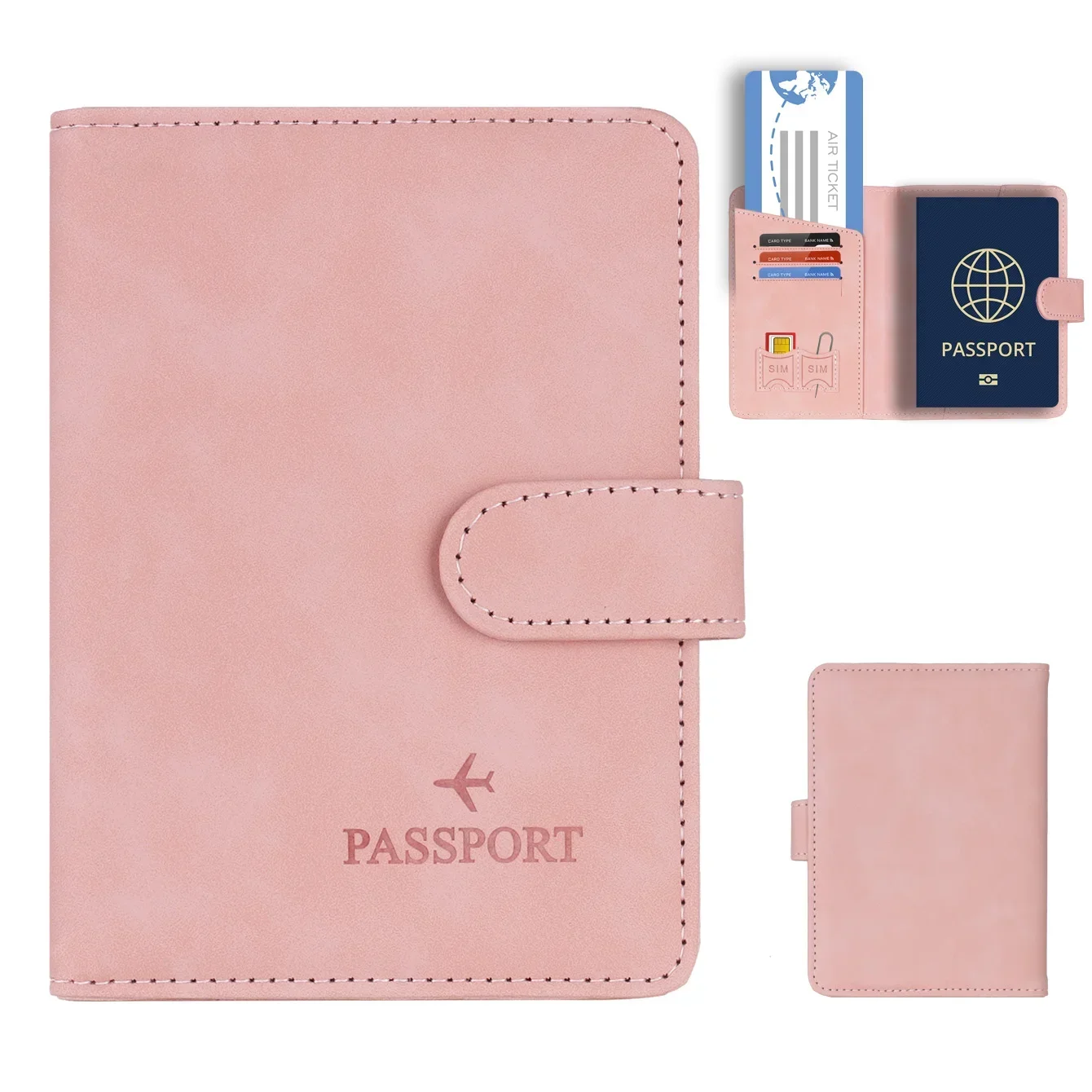 Simple Travel Passport Holder Cover Case Wallet RFID Blocking Business PU Leather Card Case Travel Accessories for Women Men