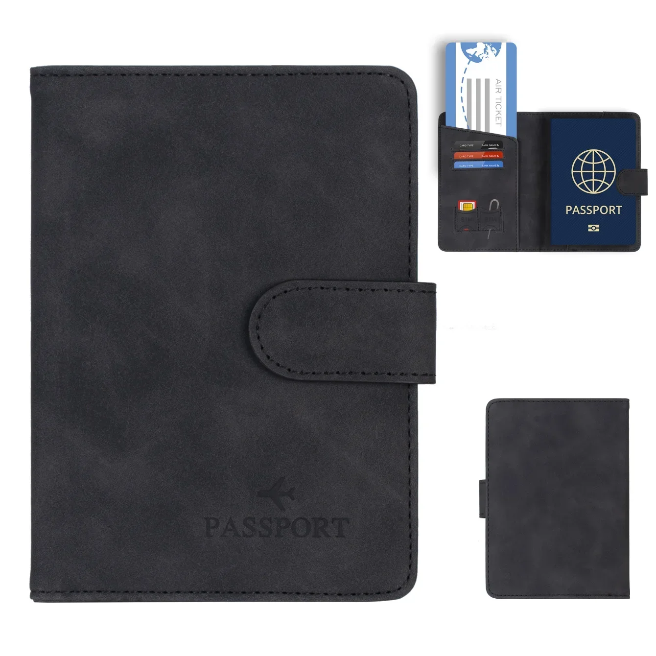 Simple Travel Passport Holder Cover Case Wallet RFID Blocking Business PU Leather Card Case Travel Accessories for Women Men