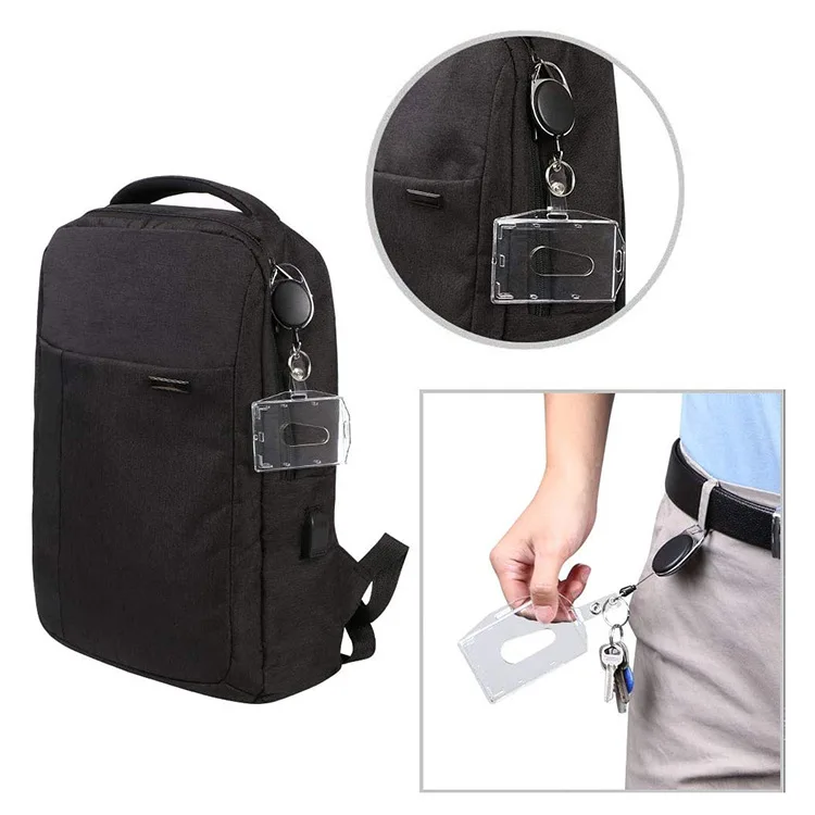 Zinc Alloy Retractable Keychain ID Credit Card Sleeve Horizontal and Vertical Dual-purpose Card Holder Work Permit Card Covers