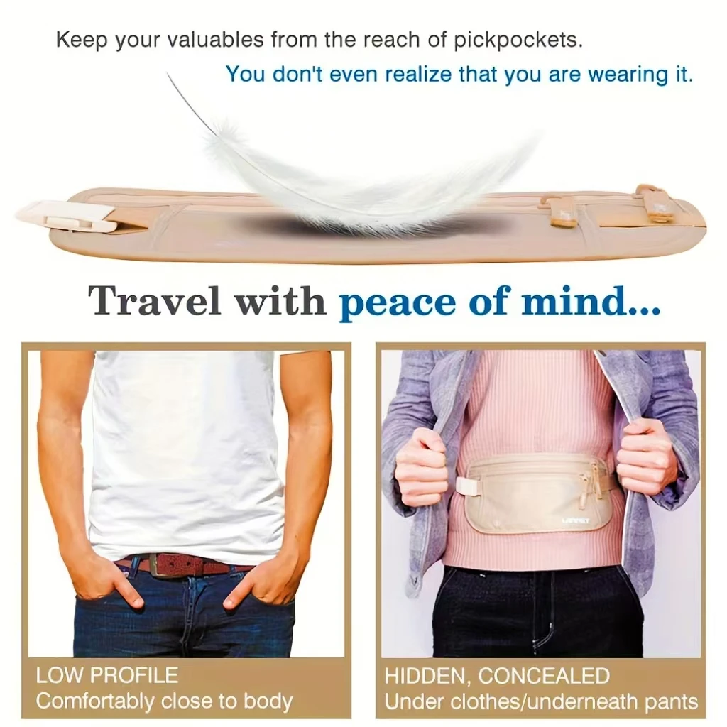 Anti-Theft Invisible Travel Waist Bag - Wallet for Men & Women, Hidden Passport Money Belt, Chest Bag Gift for Travelers