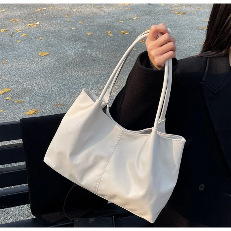 Fashion Women's Bag Large Capacity Tote Daily Commute Women's Shoulder Bag Black Soft PU Leather Handbag Shopping