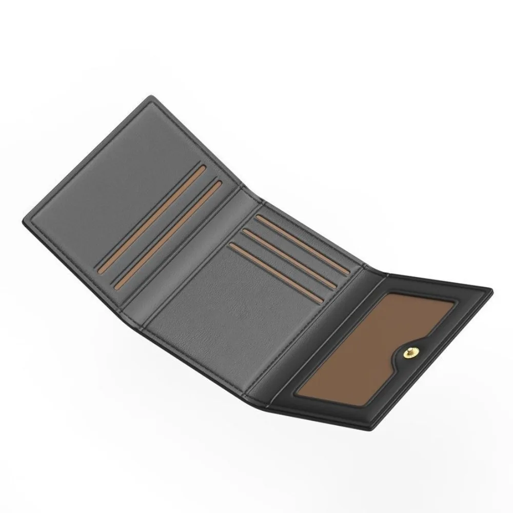 Fashion Leather Men Card Wallets Multifunctional Large Capacity Male Purse Solid Color Multi-card Photo Holder Women