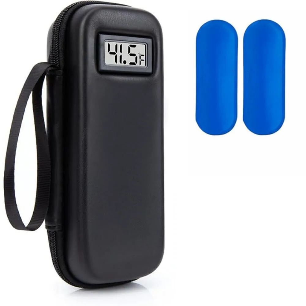 Insulin Cooler Travel Case °C/°F Waterproof Insulin Cooling Bag with Thermometer Display Medicine Organizer Bag for Diabetics