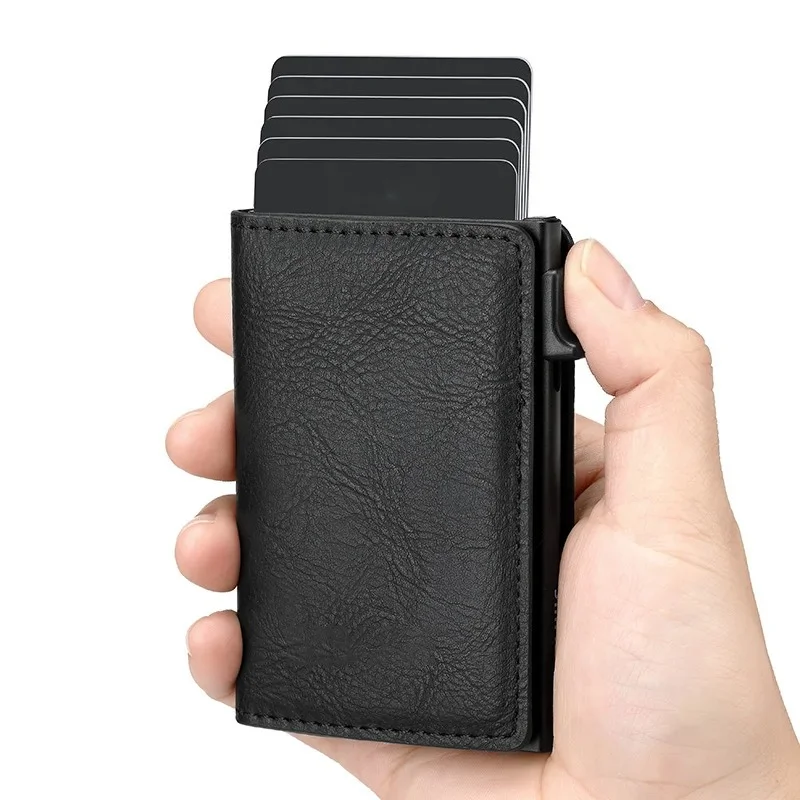 RFID Blocking Metal Aluminum ID Card Holder Fashion Business Pop-Up Purse Men's Women's Multi-Function Designer Bank Card Wallet