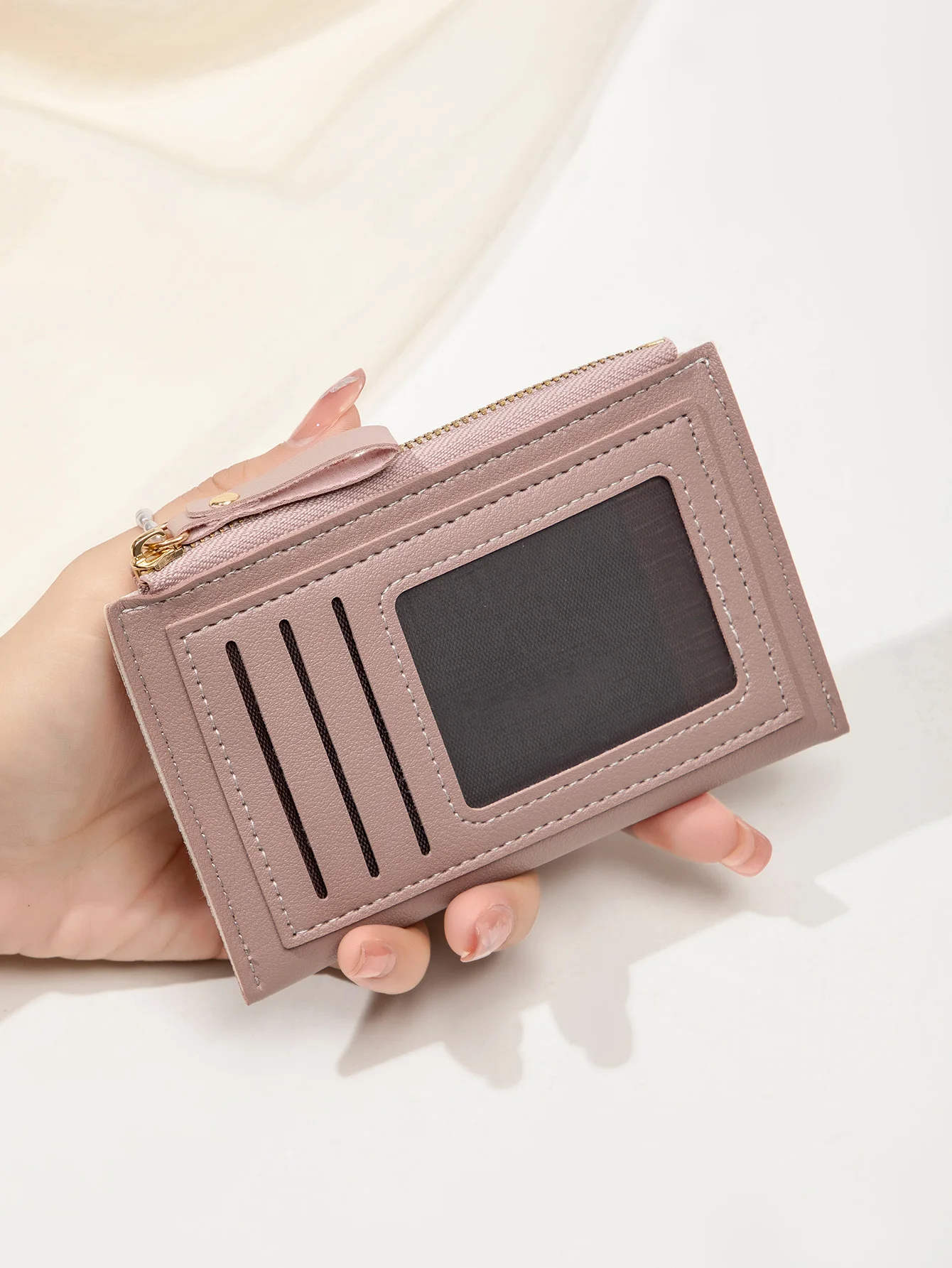 Minimalist Ultra-Thin Coin Wallet Fashionable and Portable PU Leather Wallet Multifunctional Credit Card Clip Zipper Card Holder