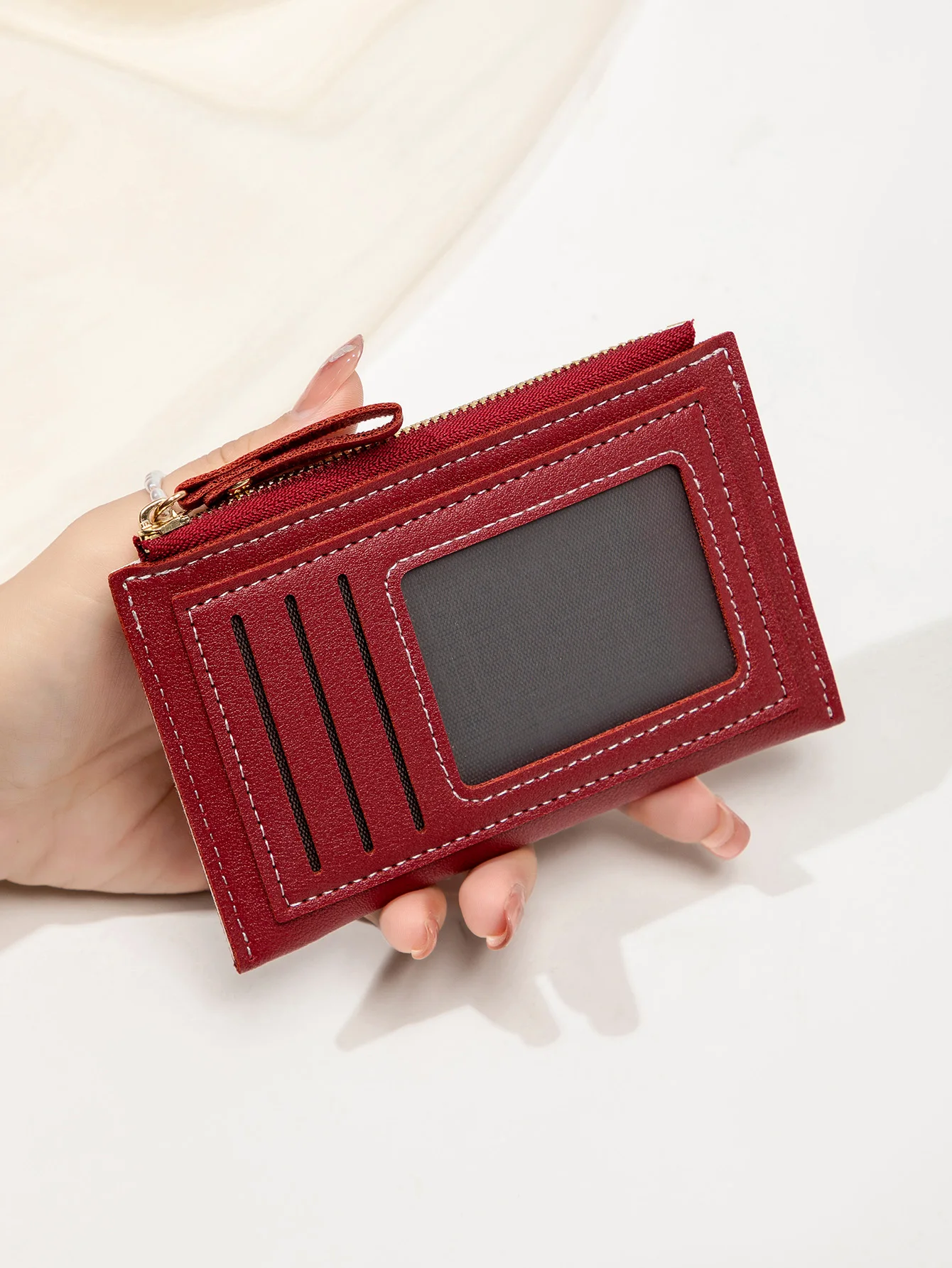 Minimalist Ultra-Thin Coin Wallet Fashionable and Portable PU Leather Wallet Multifunctional Credit Card Clip Zipper Card Holder