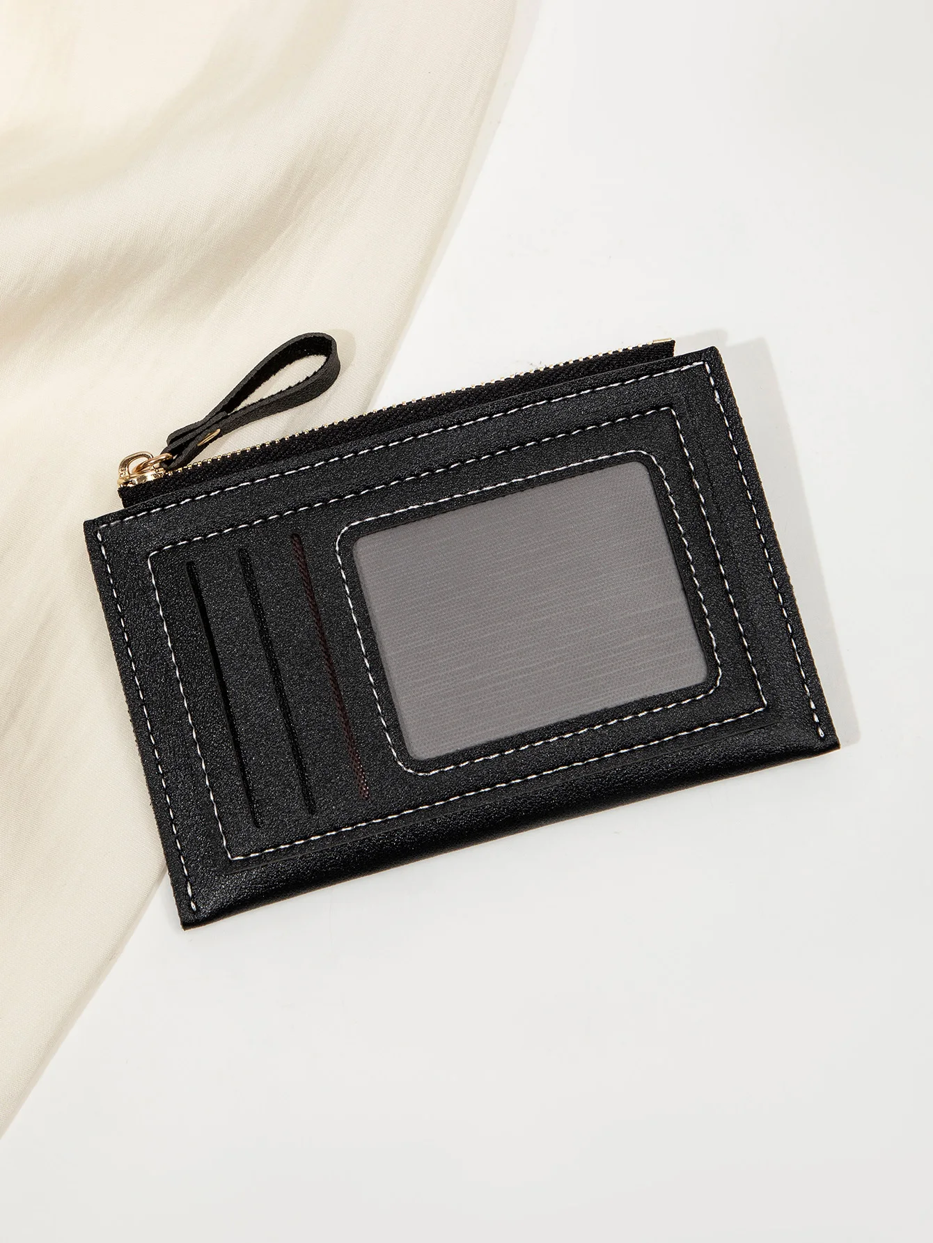 Minimalist Ultra-Thin Coin Wallet Fashionable and Portable PU Leather Wallet Multifunctional Credit Card Clip Zipper Card Holder