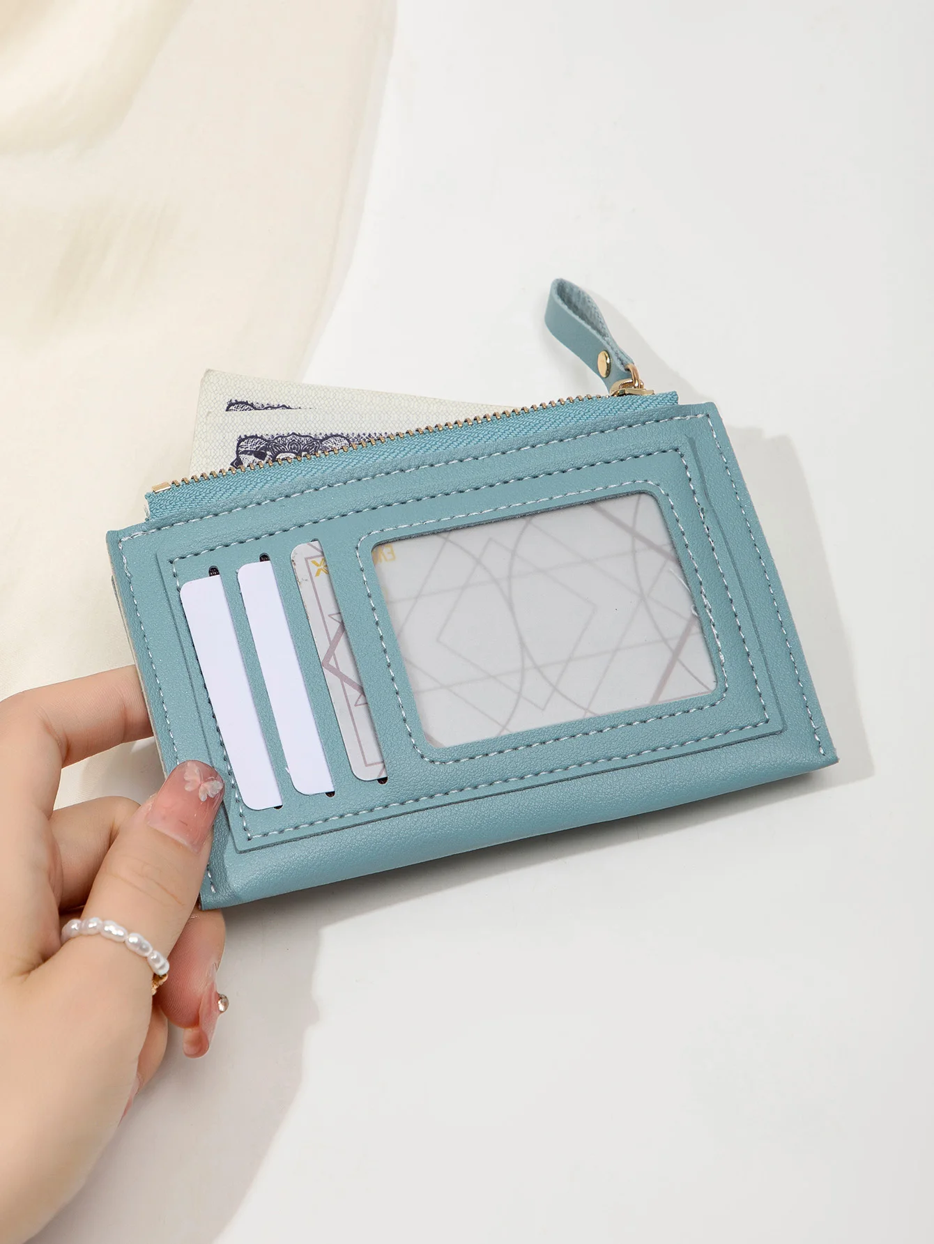 Minimalist Ultra-Thin Coin Wallet Fashionable and Portable PU Leather Wallet Multifunctional Credit Card Clip Zipper Card Holder