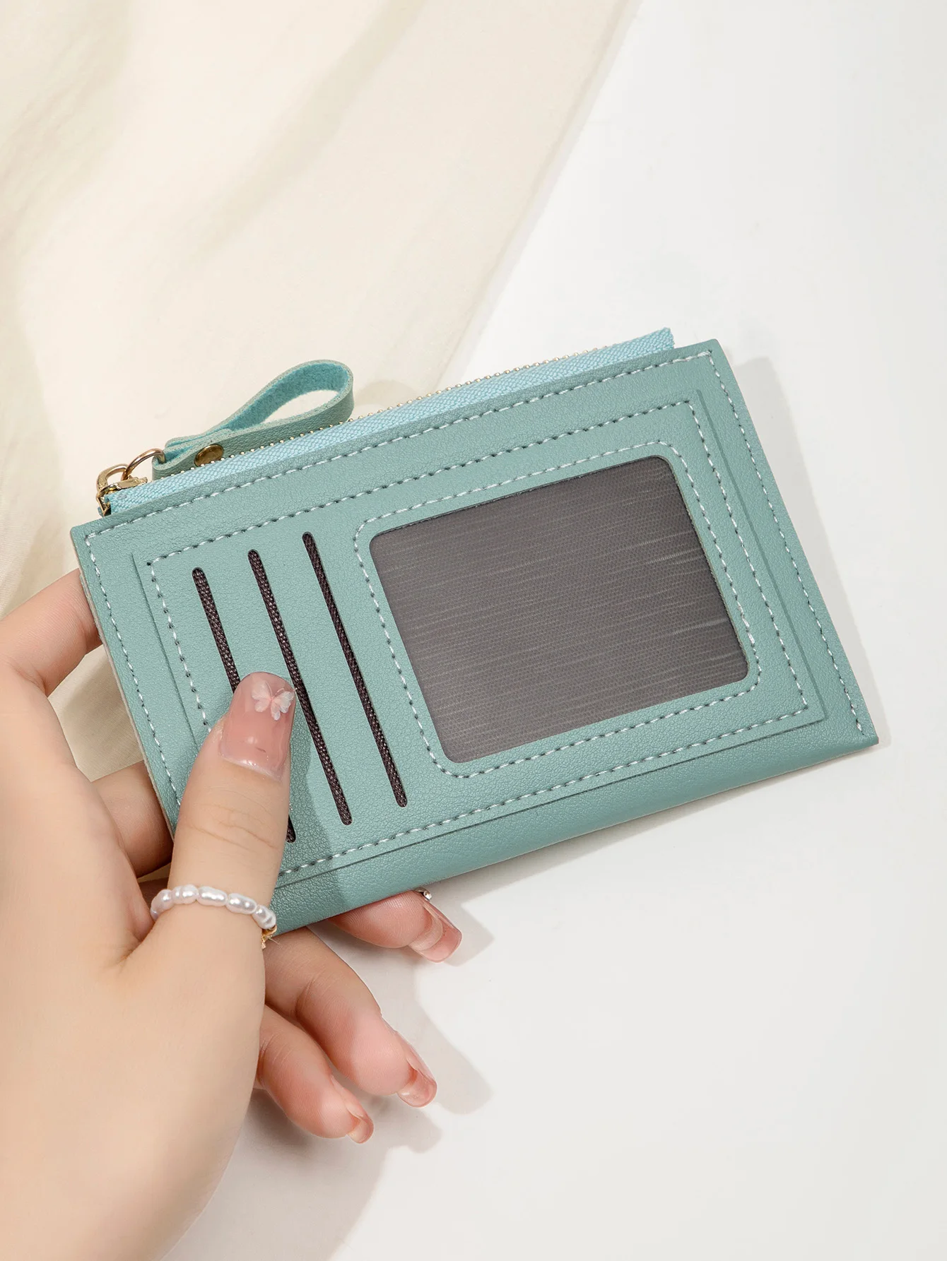 Minimalist Ultra-Thin Coin Wallet Fashionable and Portable PU Leather Wallet Multifunctional Credit Card Clip Zipper Card Holder