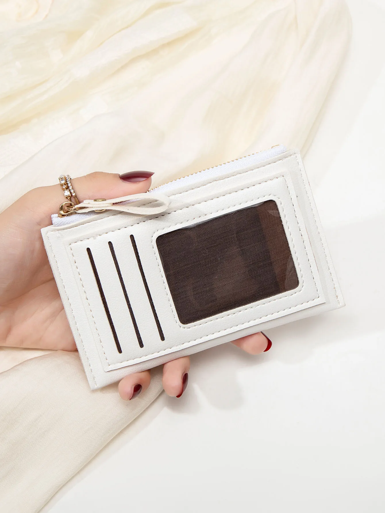 Minimalist Ultra-Thin Coin Wallet Fashionable and Portable PU Leather Wallet Multifunctional Credit Card Clip Zipper Card Holder