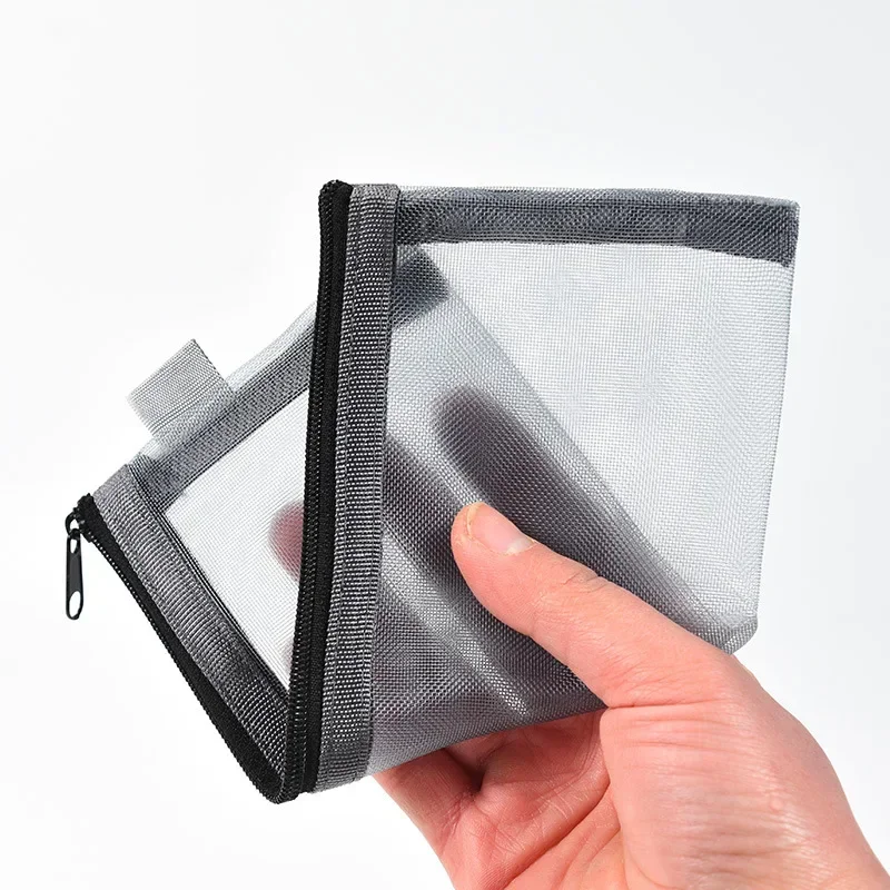 Cosmetic Bag Travel Wash Storage Bag Mesh Pen Bag Portable Zipper Receipt Storage Bag Makeup Pouch