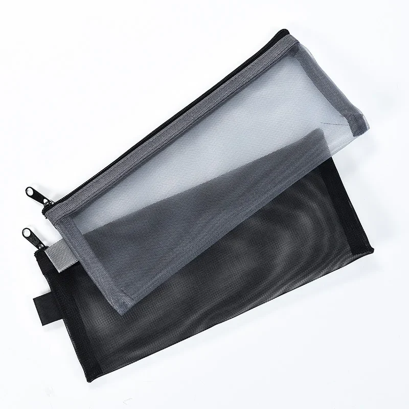 Cosmetic Bag Travel Wash Storage Bag Mesh Pen Bag Portable Zipper Receipt Storage Bag Makeup Pouch