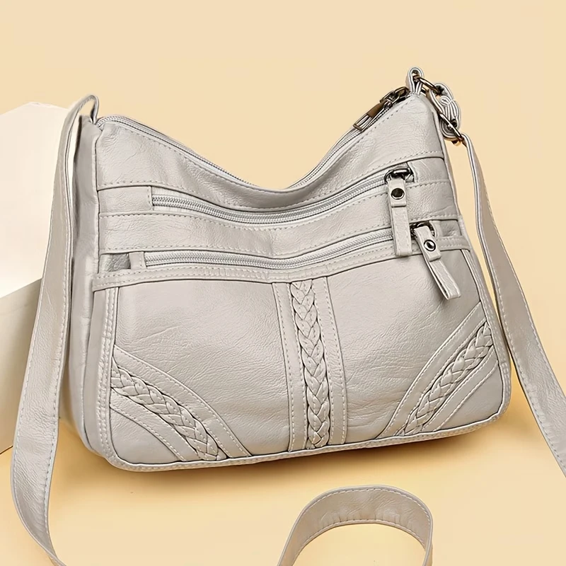 Stylish Multi-color Quilted Crossbody Bag, Women's Soft Leather Shoulder Purse with Adjustable Strap, Ideal for Everyday