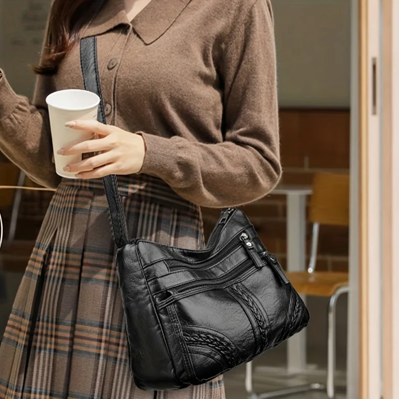 Stylish Multi-color Quilted Crossbody Bag, Women's Soft Leather Shoulder Purse with Adjustable Strap, Ideal for Everyday
