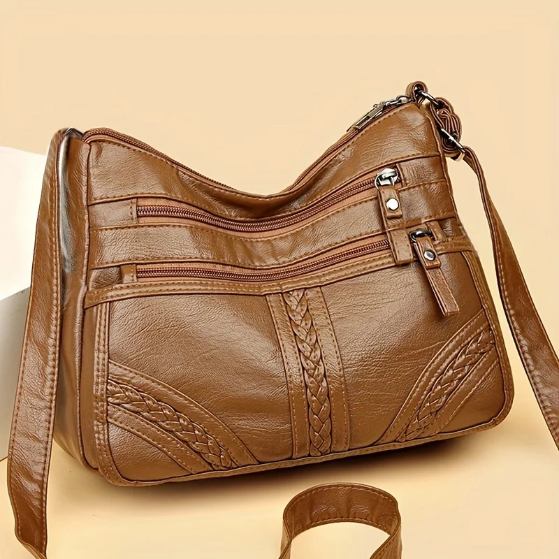 Stylish Multi-color Quilted Crossbody Bag, Women's Soft Leather Shoulder Purse with Adjustable Strap, Ideal for Everyday
