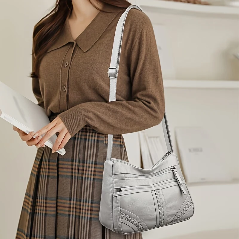 Stylish Multi-color Quilted Crossbody Bag, Women's Soft Leather Shoulder Purse with Adjustable Strap, Ideal for Everyday