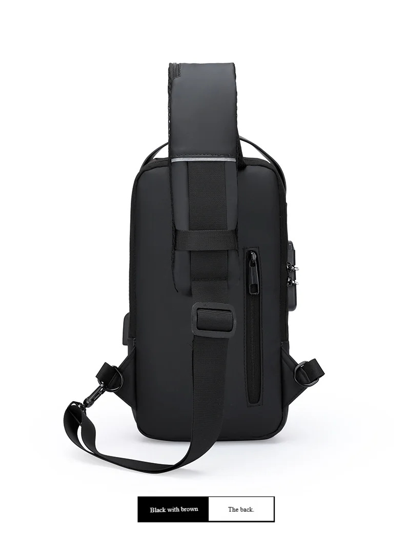 Men's Anti-Theft Chest Bag with Password Lock & USB Port Waterproof Crossbody Sling Backpack for Travel Work Cycling
