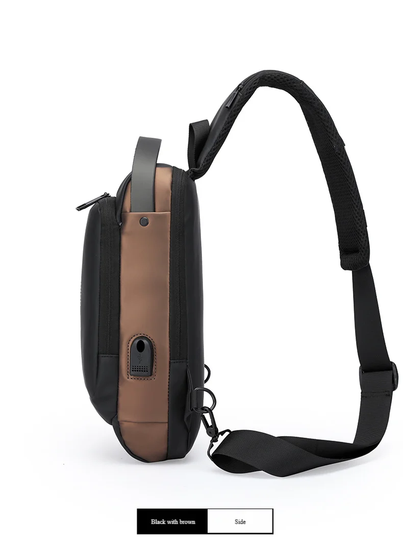 Men's Anti-Theft Chest Bag with Password Lock & USB Port Waterproof Crossbody Sling Backpack for Travel Work Cycling