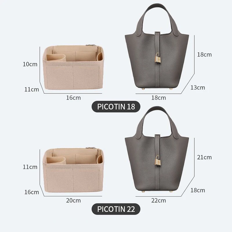 Lightweight Felt Bag Organizer Insert For Picotin 18 22