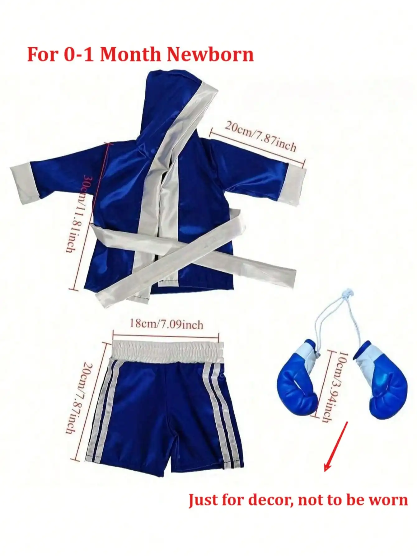 Newborn Photography Outfit Baby Boxing Robe Set Gloves Shorts Props Champion Costume
