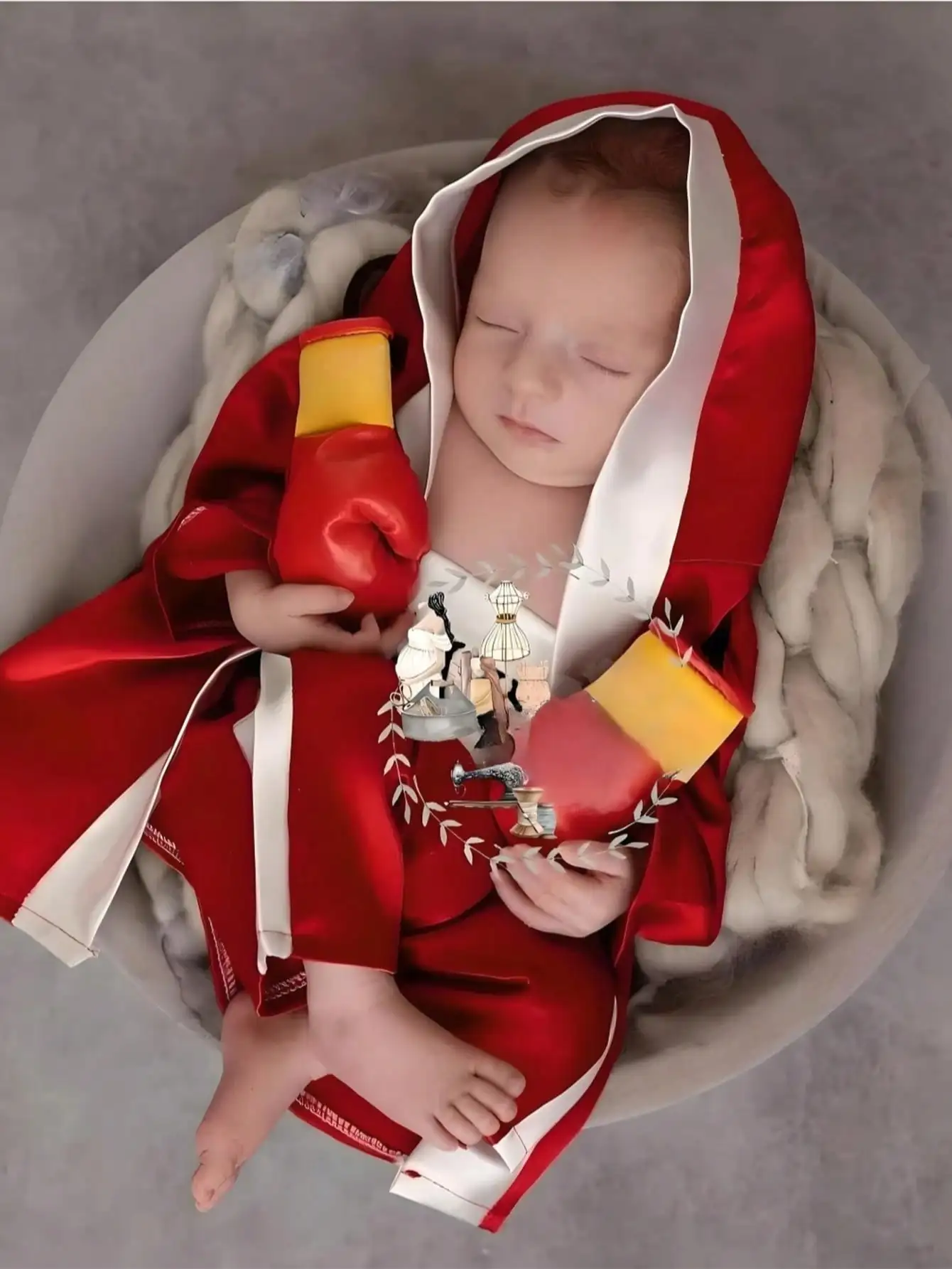 Newborn Photography Outfit Baby Boxing Robe Set Gloves Shorts Props Champion Costume
