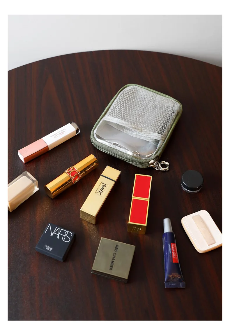 Portable Lipstick Pouch Transparent Touch-Up Cosmetic Pouch Cosmetic Organizer Travel Bluetooth Headphone Charging Cable Pouch