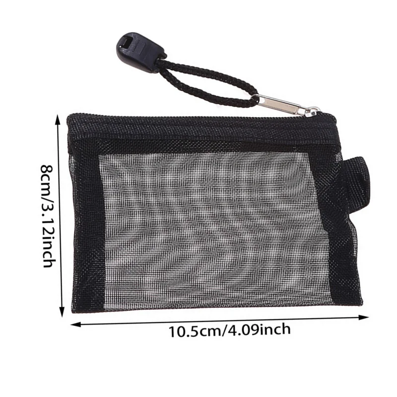 Nylon Mesh Card Storage Bags Mini Transparent Grid Bus ID Credit Card Holder Zipper Pouch Traveling Small Coin Wallet File Bag