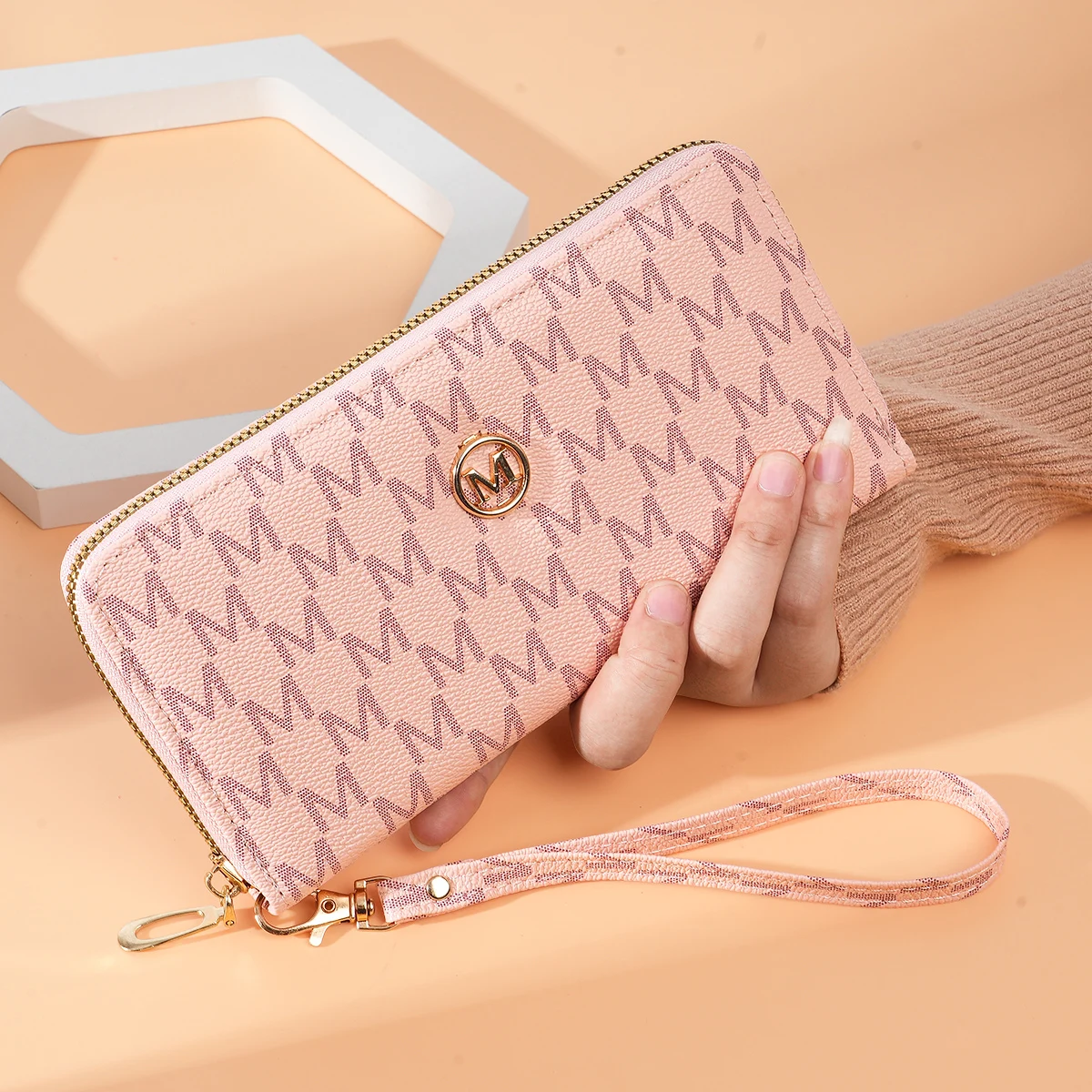 Women's Wallet Single Zipper Floral Letter Print Fashionable Coin Purse Compact Money Holder