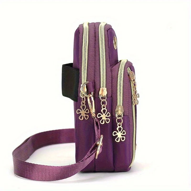 Floral Alphabet Z Printed Fashionable Casual Single-Shoulder Crossbody Bag, New Design Nylon Single-Shoulder Bag for Women