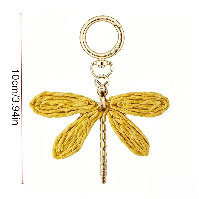 Colorful Woven Dragonfly Keychain Pendant Bohemian Style Pendant Hand-Woven Keychain Accessory Beach Bag Charm