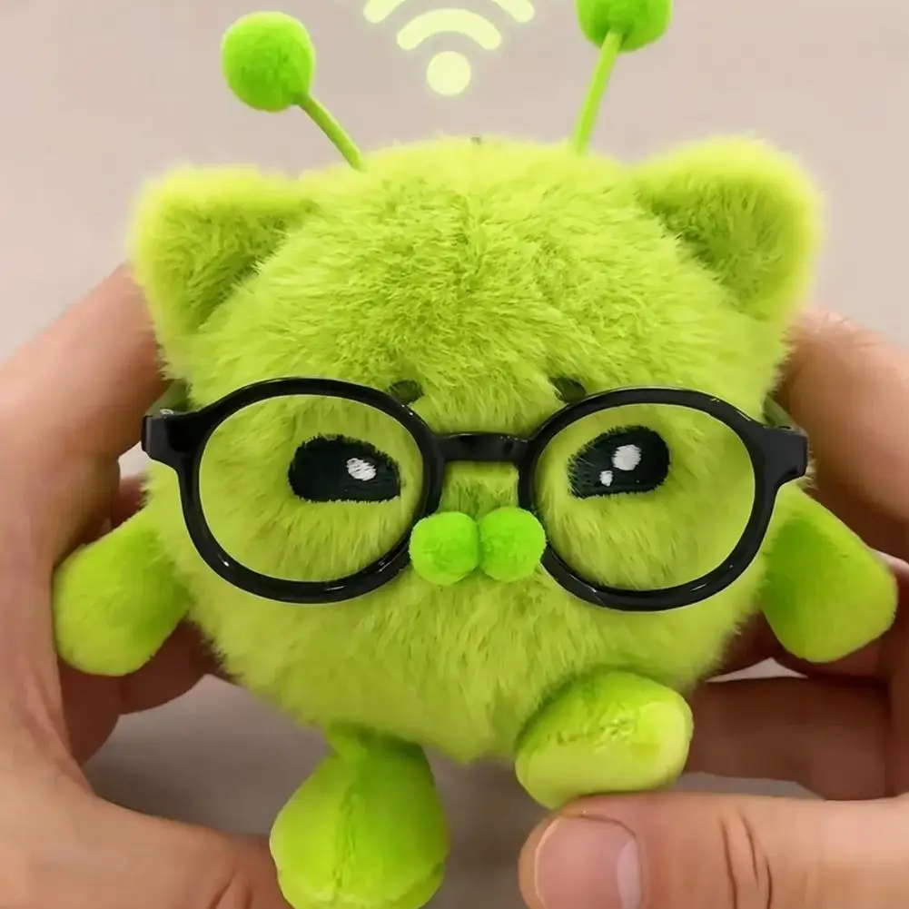 Cute Green Alien Cat Keychain Kawaii Soft Bag Charm Pendant Funny Plushie Toy Stress Relief Ornament Gift