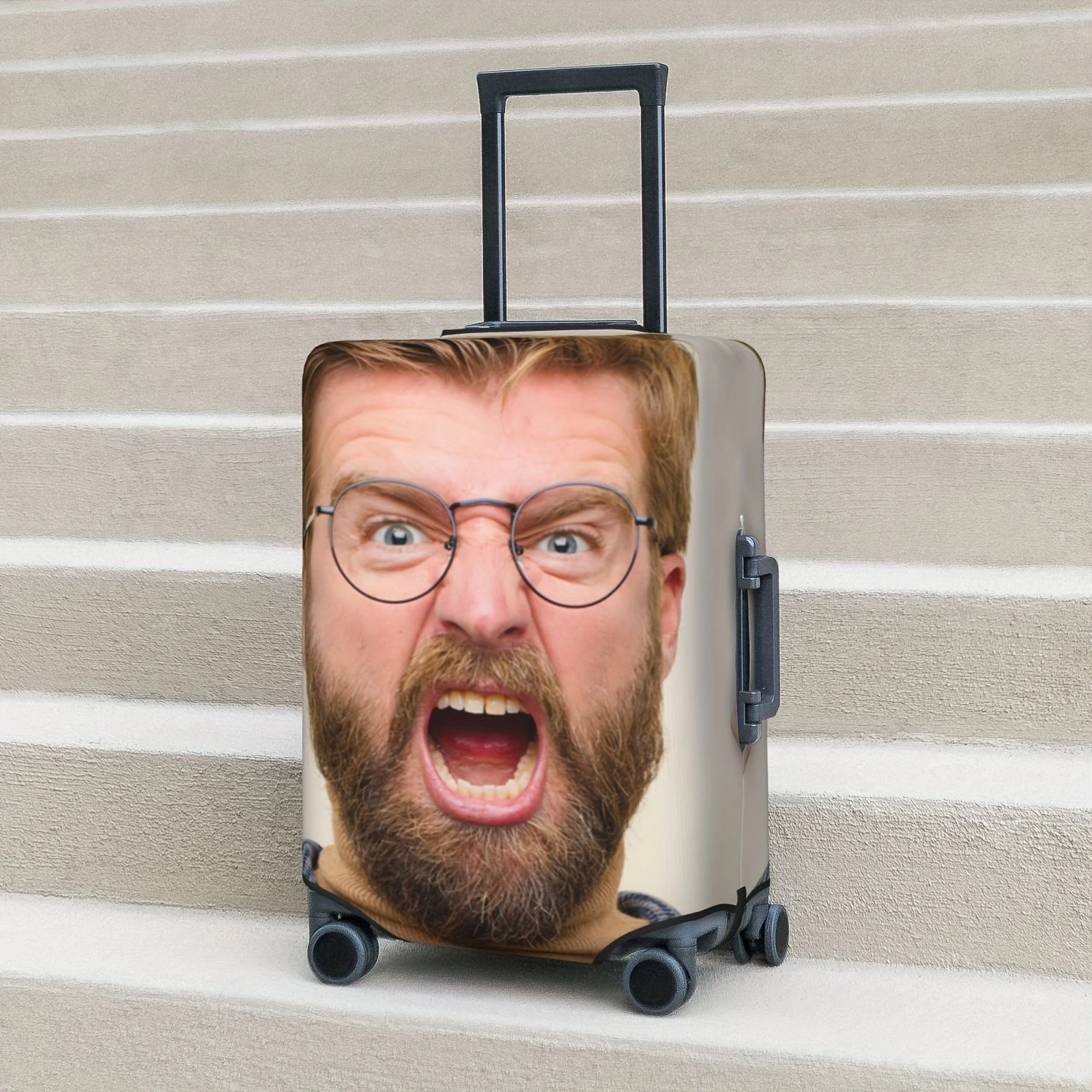 Custom Luggage Covers - Personalize with Your Photos or Text, Double-Sided Printing, Stretchy Polyester, Washable Travel Luggage