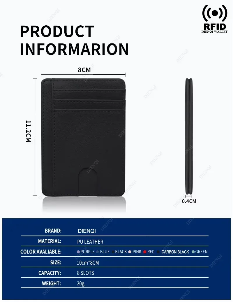 Men's Card Wallet Credit Card Holders RFID Blocking Carbon Fiber Minimalist Wallets Cardholder Case Male Thin Slim Smart Wallet