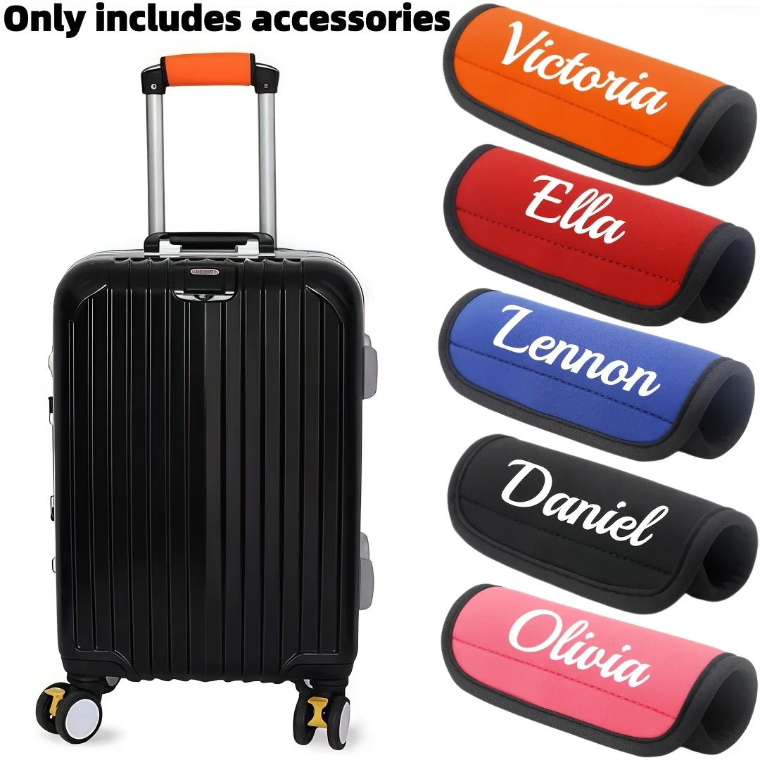Custom Name Luggage Handle Cover Personalized Neoprene Suitcase Grip Protector Travel Bag Accessory Only